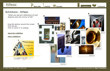 riflessi.co.uk exhibitions screenshot